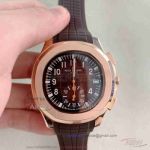 Perfect Replica Patek Philippe Aquanaut Rose Gold Case Brown Dial Chronograph Quartz 42mm Watch